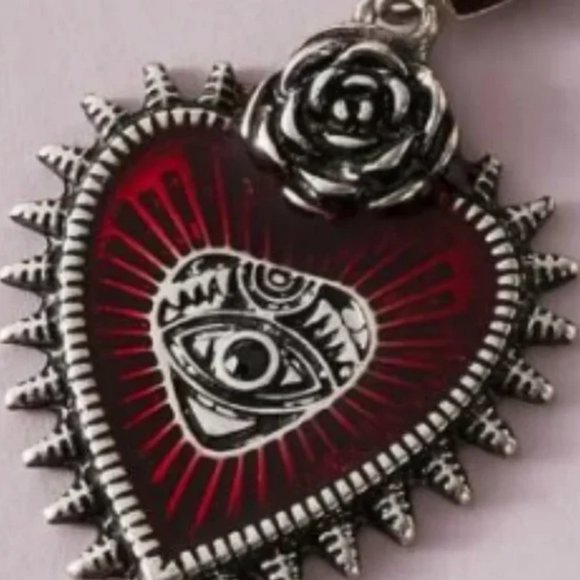 🔮 2 for $40 🔮 Mystic Gothic Rose Sacred Heart Eye Dangle Earrings - Picture 4 of 7